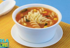 Corn and Fusilli Soup by Tarla Dalal